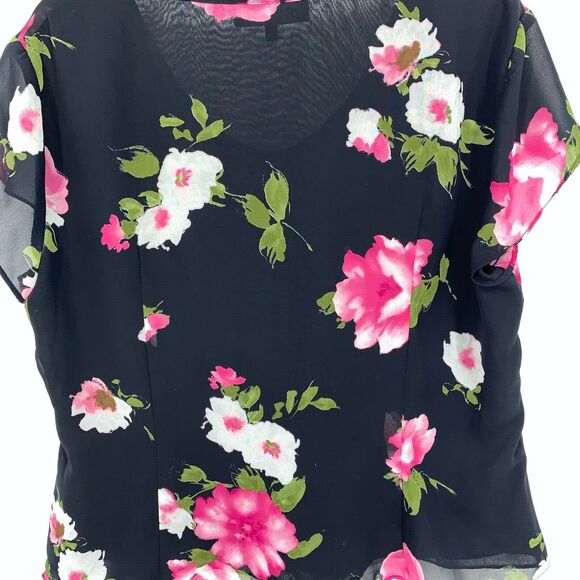 Jones Wear black floral semi-sheer blouse size 16 - Picture 3 of 8